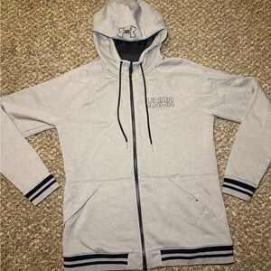 Under Armour Light Gray Full‑Zip Large Hooded Sweatshirt